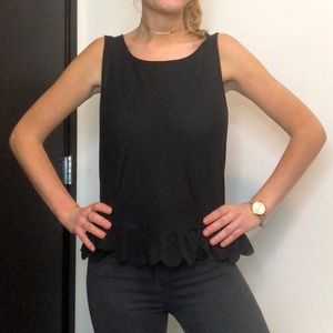 Topshop Scallop Frill Black Tank Top